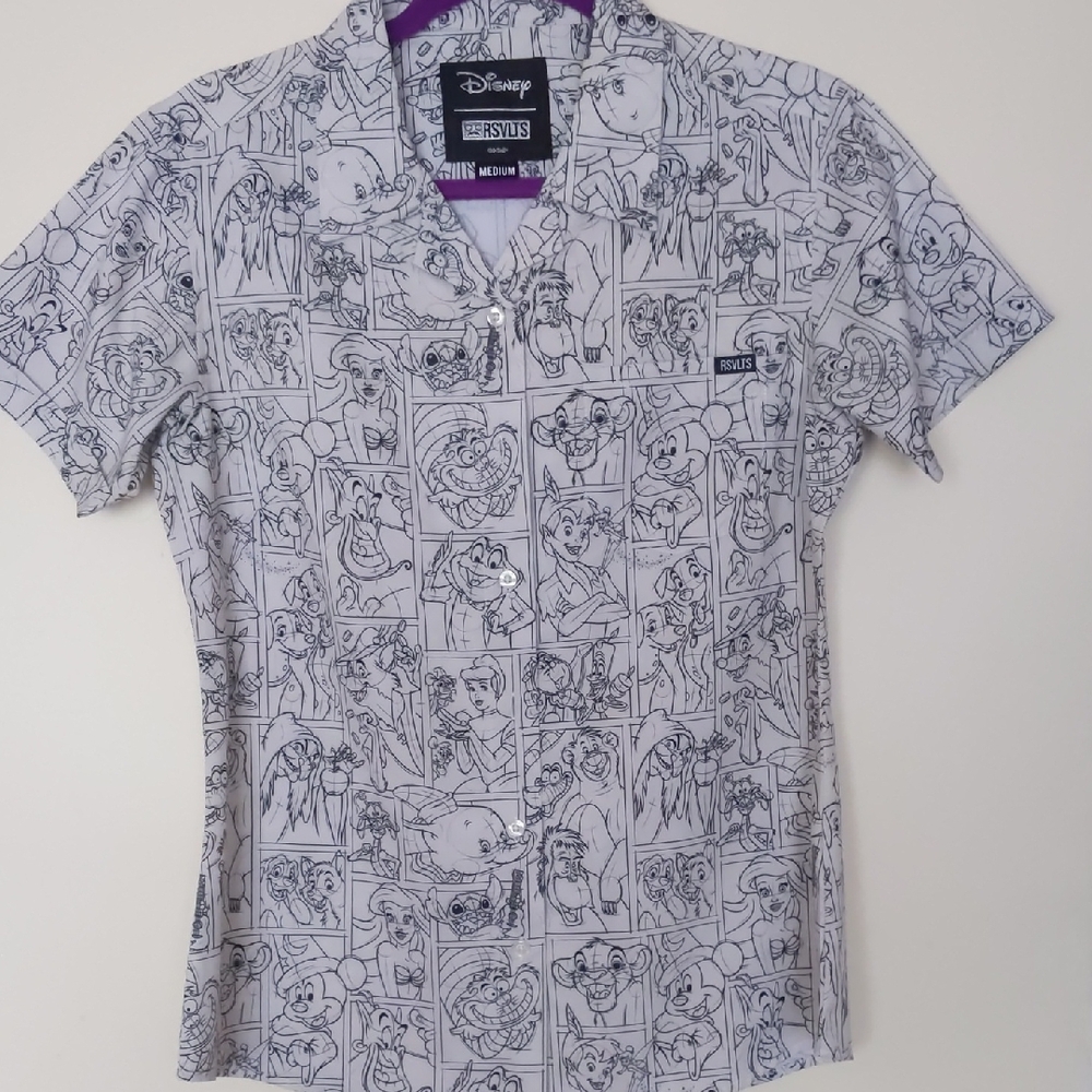 RSVLTS Disney Women's Button Down Shirt - Drawn To Life Sketch - Worn Once